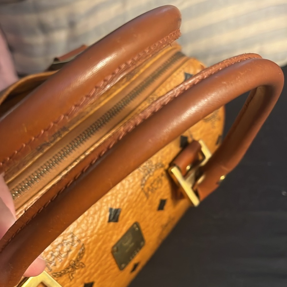 MCM Orange and Brown Logo Satchel - Picture 8 of 15